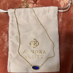 Kendra Scott Gold Necklace with Deep Blue Pendant